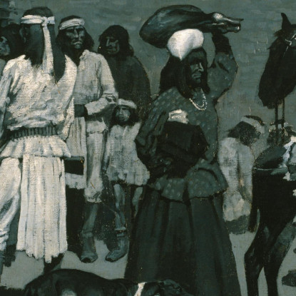 Villaggio Indiano Pueblo Frederic Remington frm30 quadro stampato su tela