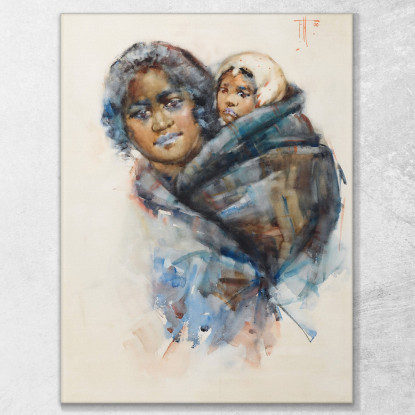 Donna E Bambino Maori Frances Hodgkins fhd18 quadro stampato su tela