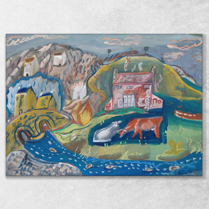 Villaggio Di Pescatori Di Solva Nel Pembrokeshire Frances Hodgkins fhd29 quadro stampato su tela