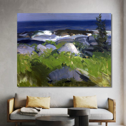 Costa Ricoperta Di Viti Monhegan Island George Wesley Bellows gwb78 quadro stampato su tela