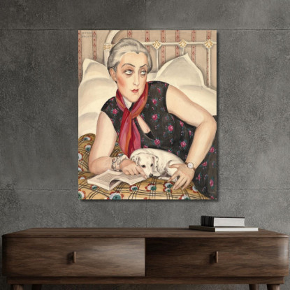 Ritratto Di Una Donna Che Legge Con Un Cane Gerda Wegener gwg14 quadro stampato su tela