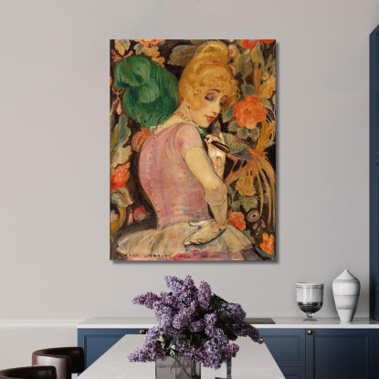 Ritratto Di Lili Elbe Con Ventaglio Di Piume Verdi Gerda Wegener gwg18 quadro stampato su tela