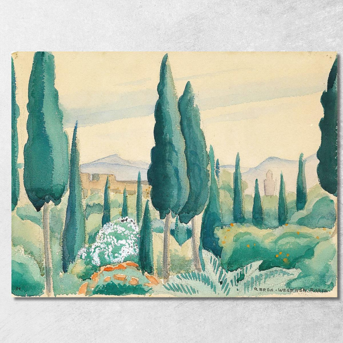 Vista Del Paesaggio Marocchino Nei Pini In Primo Piano Gerda Wegener gwg37 quadro stampato su tela Vista Del Paesaggio Marocchino Nei Pini In Primo Piano Gerda Wegener gwg37 quadro stampato su tela