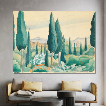 Vista Del Paesaggio Marocchino Nei Pini In Primo Piano Gerda Wegener gwg37 quadro stampato su tela