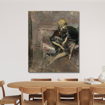 Signora Con Cappello Giallo Con Il Suo Cane La Marchesa Casati Giovanni Boldini gbd34 quadro stampato su tela