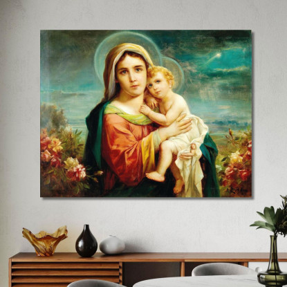 Madonna Col Bambino Hans Zatzka hzt33 quadro stampato su tela