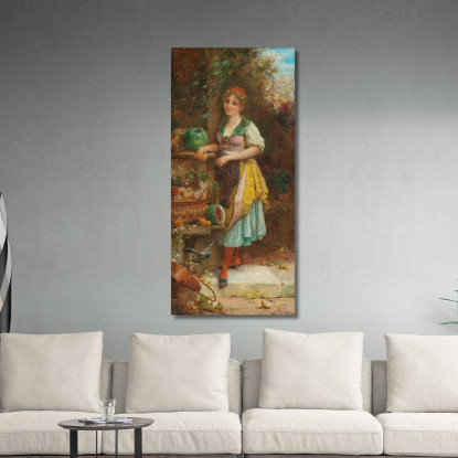 Ragazza Con La Ricca Ciotola Di Frutta Hans Zatzka hzt35 quadro stampato su tela