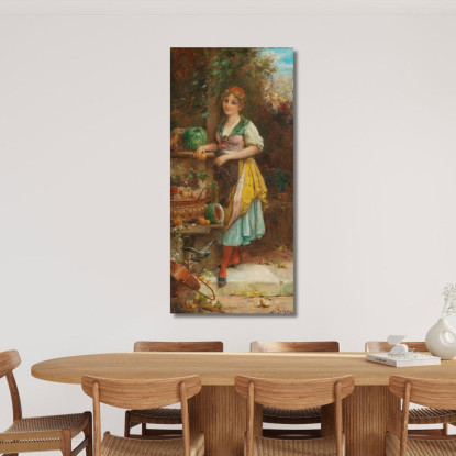 Ragazza Con La Ricca Ciotola Di Frutta Hans Zatzka hzt35 quadro stampato su tela