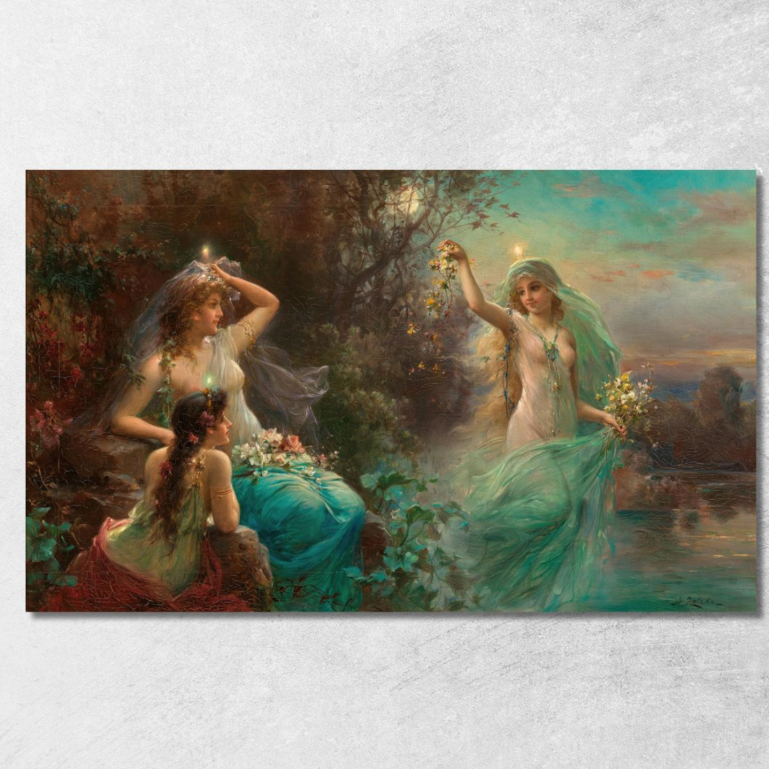 Ninfe All'Alba Hans Zatzka hzt36 quadro stampato su tela Ninfe All'Alba Hans Zatzka hzt36 quadro stampato su tela
