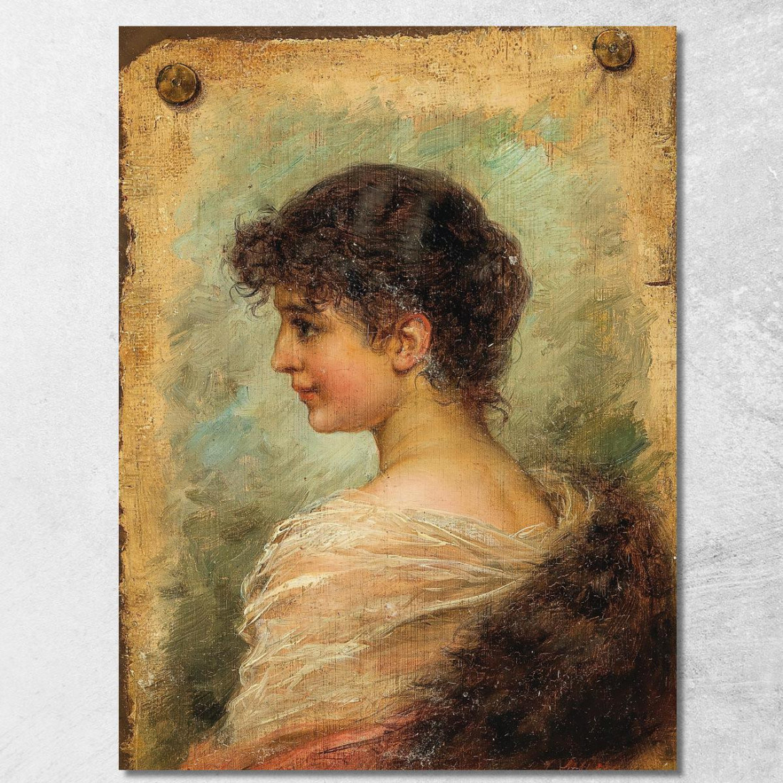 Ritratto Di Profilo Di Una Giovane Donna Hans Zatzka hzt39 quadro stampato su tela Ritratto Di Profilo Di Una Giovane Donna Hans Zatzka hzt39 quadro stampato su tela