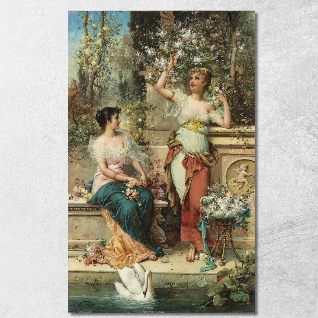 Due Signore In Un Parco Hans Zatzka hzt53 quadro stampato su tela Due Signore In Un Parco Hans Zatzka hzt53 quadro stampato su tela