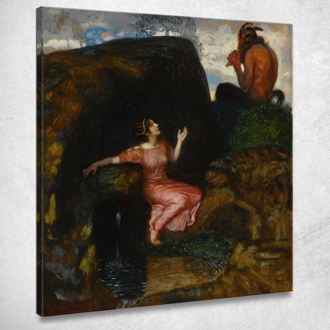 Ninfa In Ascolto Alla Sorgente Franz von Stuck fvs5 quadro stampato su tela