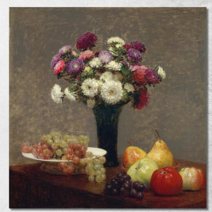 Aster E Frutta Su Un Tavolo Henri Fantin-Latour hft7 quadro stampato su tela