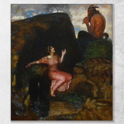 Ninfa In Ascolto Alla Sorgente Franz von Stuck fvs5 quadro stampato su tela