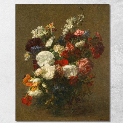 Vari Fiori Henri Fantin-Latour hft24 quadro stampato su tela