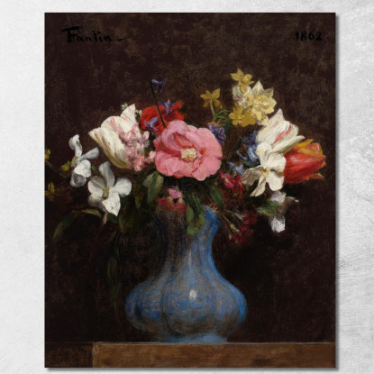 Fiori Camelie E Tulipani Henri Fantin-Latour hft25 quadro stampato su tela