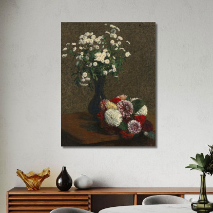 Fiori Di Camomilla E Dalia Henri Fantin-Latour hft27 quadro stampato su tela