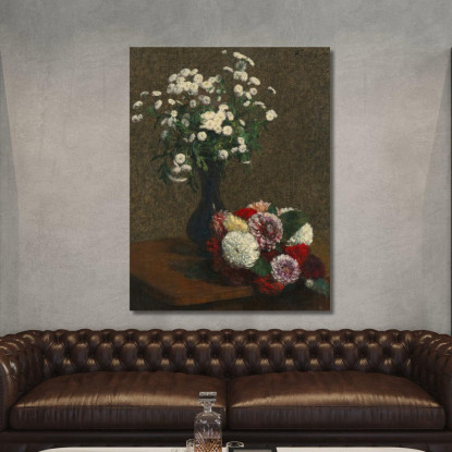 Fiori Di Camomilla E Dalia Henri Fantin-Latour hft27 quadro stampato su tela