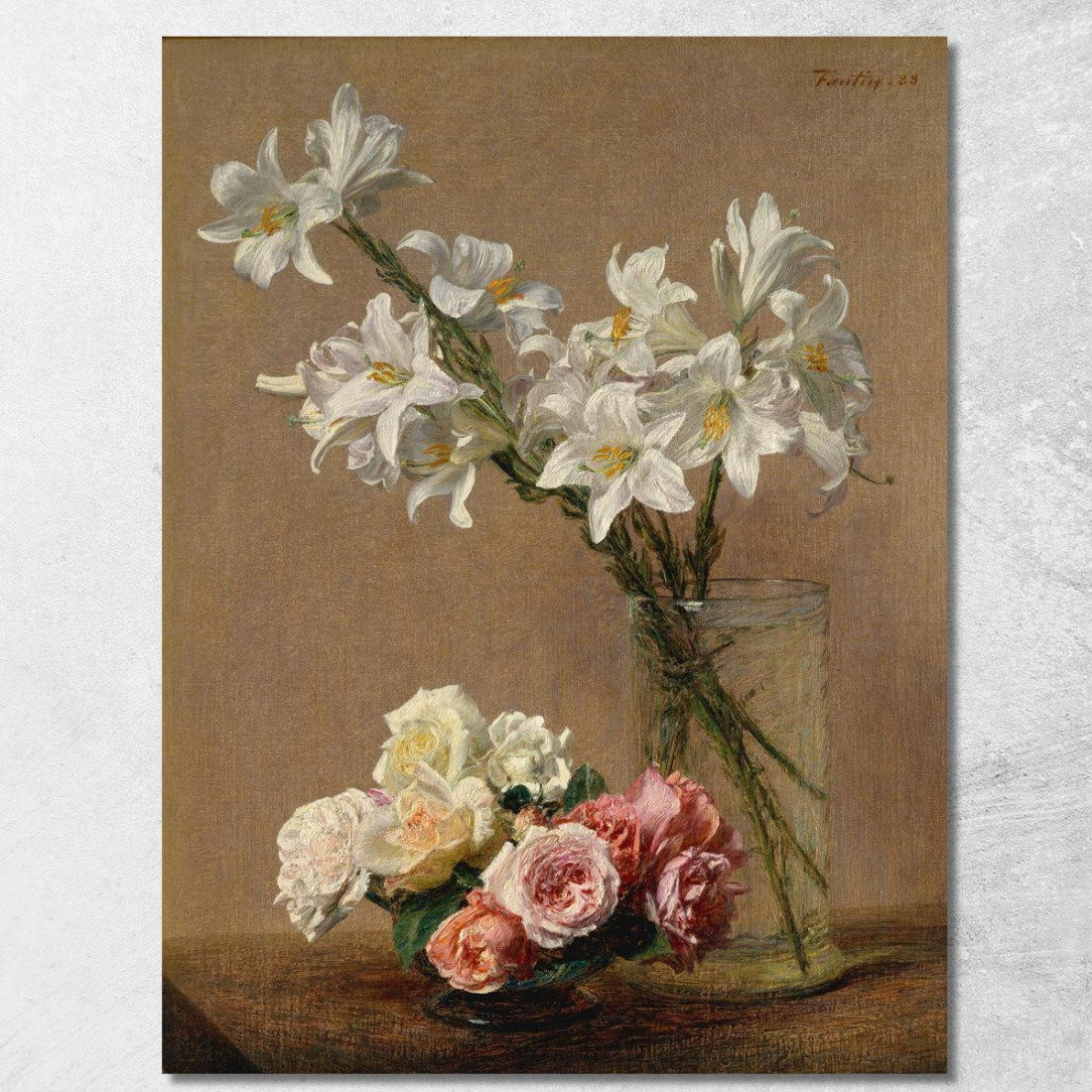 Rose E Gigli Henri Fantin-Latour hft79 quadro stampato su tela Rose E Gigli Henri Fantin-Latour hft79 quadro stampato su tela
