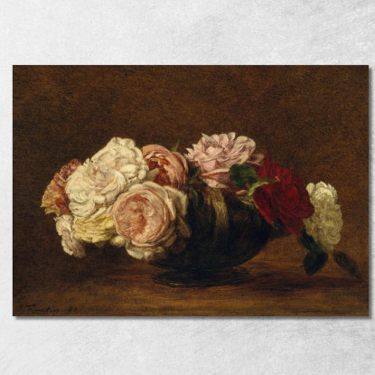 Rose In Una Ciotola Henri Fantin-Latour hft84 quadro stampato su tela