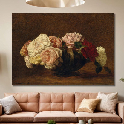 Rose In Una Ciotola Henri Fantin-Latour hft84 quadro stampato su tela