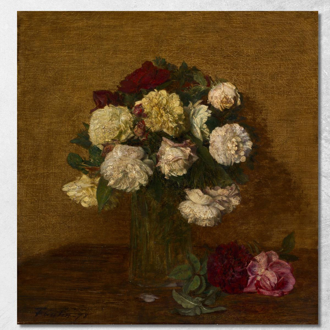 Rose In Un Vaso Henri Fantin-Latour hft86 quadro stampato su tela Rose In Un Vaso Henri Fantin-Latour hft86 quadro stampato su tela