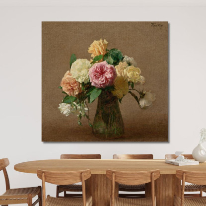 Rose Henri Fantin-Latour hft89 quadro stampato su tela