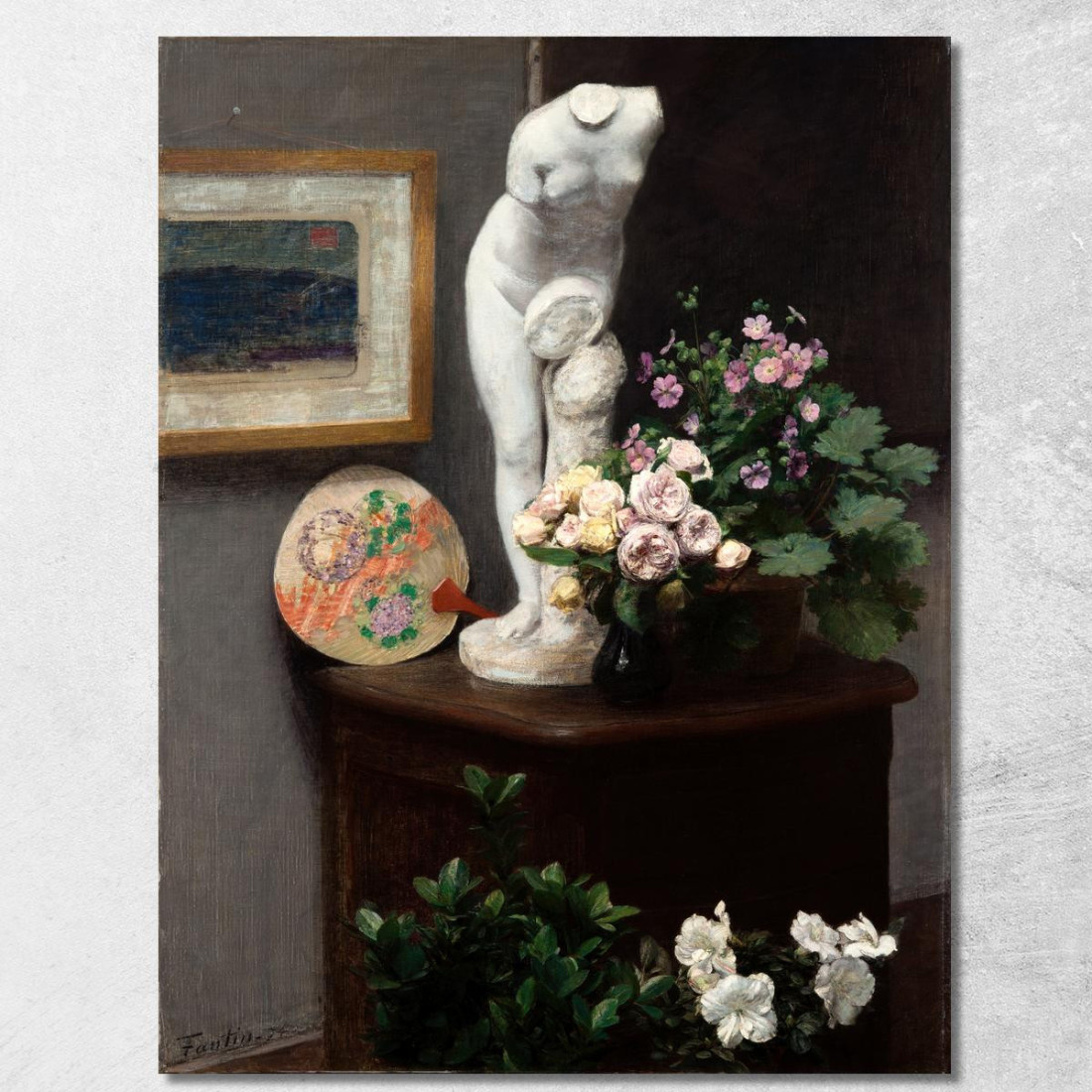 Natura Morta Con Torso E Fiori Henri Fantin-Latour hft109 quadro stampato su tela Natura Morta Con Torso E Fiori Henri Fantin-Latour hft109 quadro stampato su tela