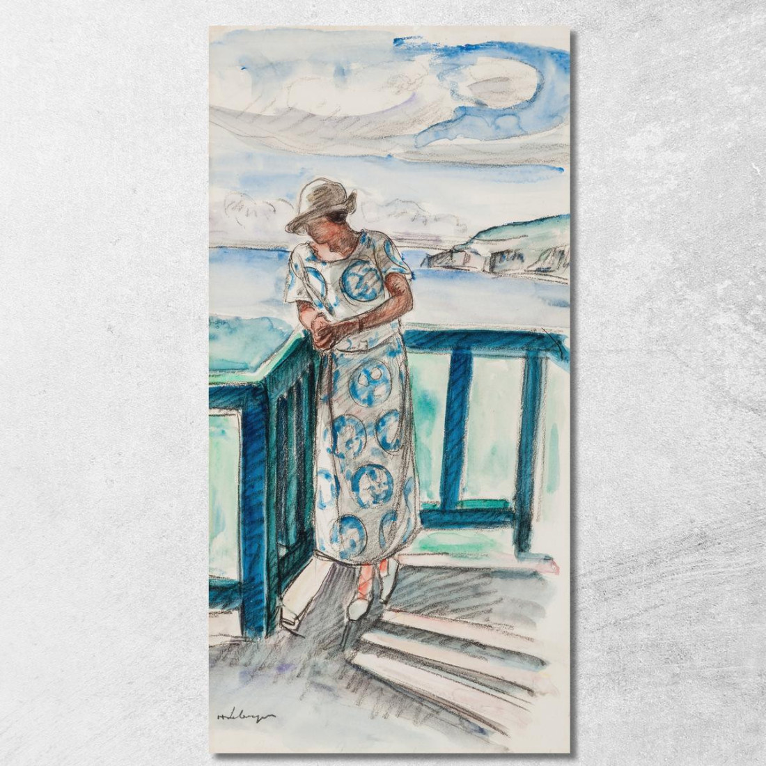 Donna Sul Balcone Henri Lebasque hlb11 quadro stampato su tela Donna Sul Balcone Henri Lebasque hlb11 quadro stampato su tela
