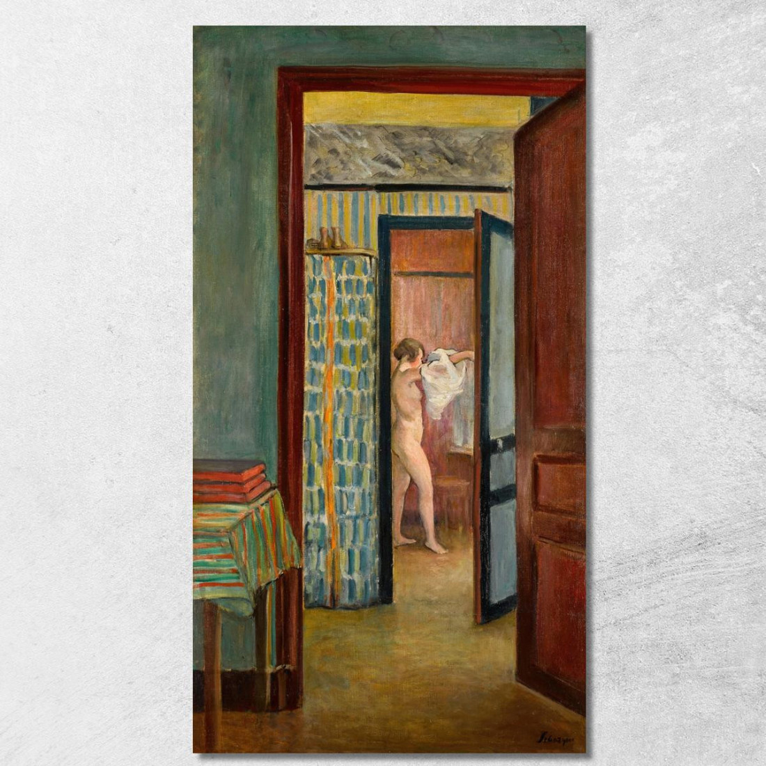 Nudo Indossando La Camicia In Un Interno Henri Lebasque hlb62 quadro stampato su tela Nudo Indossando La Camicia In Un Interno Henri Lebasque hlb62 quadro stampato su tela