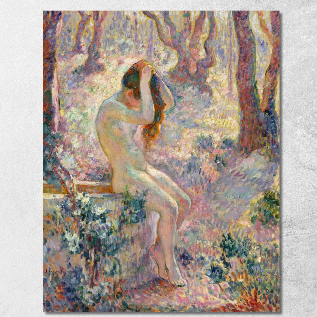 Giovane Nudo Seduto Sul Bordo Di Un Pozzo Henri Lebasque hlb75 quadro stampato su tela Giovane Nudo Seduto Sul Bordo Di Un Pozzo Henri Lebasque hlb75 quadro stampato su tela
