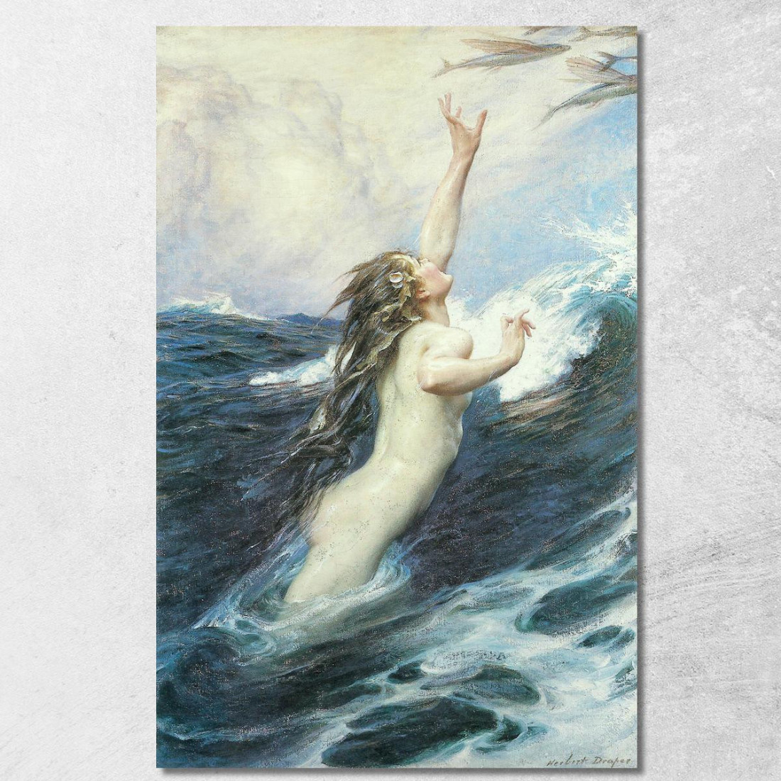 Pesce Volante Herbert James Draper hjd9 quadro stampato su tela Pesce Volante Herbert James Draper hjd9 quadro stampato su tela