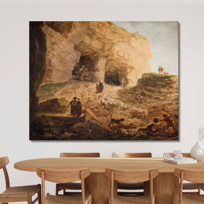 Una Cava Con Un Gregge Di Pecore Hubert Robert hrb12 quadro stampato su tela