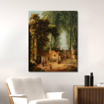 Fontana In Un Parco Hubert Robert hrb37 quadro stampato su tela