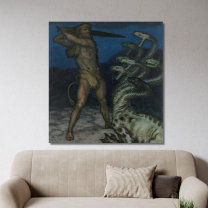 Ercole E L'Idra Franz von Stuck fvs38 quadro stampato su tela