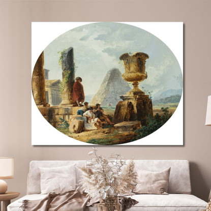 Paesaggio Con Soldati E Una Piramide Hubert Robert hrb59 quadro stampato su tela