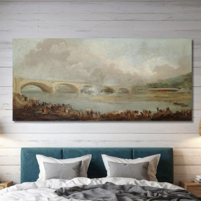 La Flessione Del Ponte Di Neuilly Hubert Robert hrb64 quadro stampato su tela