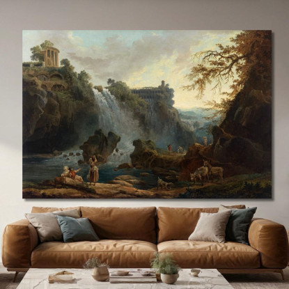Cascate Di Tivoli Hubert Robert hrb69 quadro stampato su tela