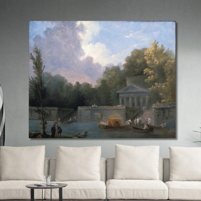 Scena Del Parco Hubert Robert hrb76 quadro stampato su tela